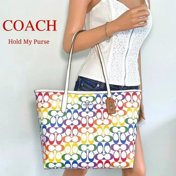 Coach Purse Signature Rainbow City Tote Bag NWT - Picture 13 of 13